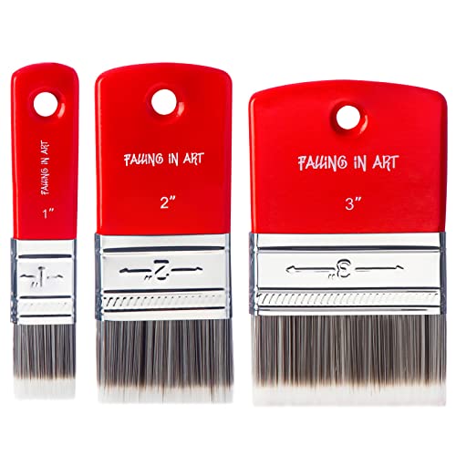 COOZEE 3 Stück Flach Paddel Pinsel Set, Holzgriff Maßstab Borsten Pinsel für Öl- und Acrylfarben (2.5cm, 5cm, 7.5cm) ASIN B von COOZEE