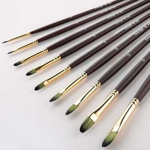 COOZEE 9 Stück Filbert Pinselset, professionelle Nylonpinsel Pinsel, Langer Griff Künstlerpinsel für Aquarell, Acryl und Ölmalerei COOZEE 9 Stück Filbert Pinselset, professionelle Nylonpinsel Pinsel, Langer Griff Künstlerpinsel für Aquarell, Acryl und Ölmalerei von COOZEE