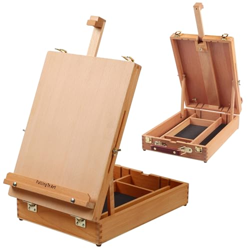 COOZEE Holztischtasche, Staffel, Massivholz -Skizzenschachtel -Desktop -Desktop für Malerei, tragbare Kunstzeichnung Trailel für Anfänger und Profis von COOZEE