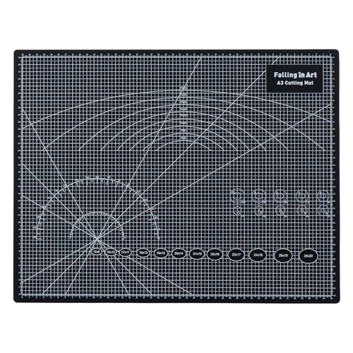 COOZEE Schneidematte A3, 33x43 cm 5-lagige Selbstheilend Schneidematte, Bastelunterlage Schnittfest, Bastelmatte, Schreibtischunterlage und Schneidematte zum Nähen, Schwarz von COOZEE