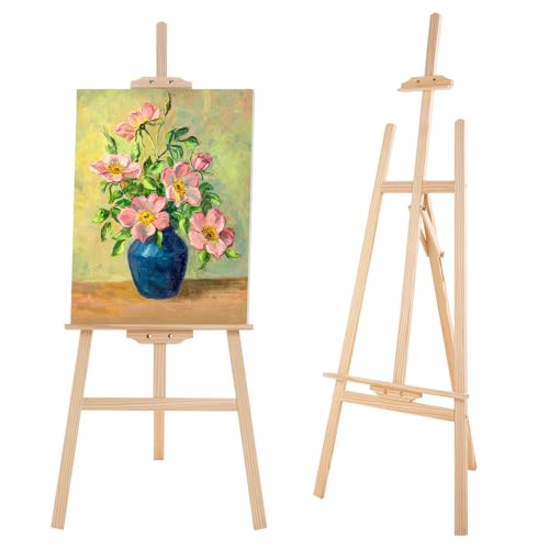 COOZEE Staffelei Holz Groß, 152 cm Leinwand Ständer, verstellbarer Staffeleien für Kinder und Erwachsene, tragbare Staffelei für Malerei, Skizze, Hochzeit, Ausstellung von COOZEE