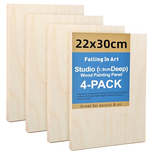 COOZEE unvollendete Birkenholz -Leinwand Paneele Kit, 4 Packung mit 22 x 30 cm Studio 1,9 cm tiefe Cradle -Boards zum Gießen von Kunst, Kunsthandwerk, Malerei und mehr COOZEE unvollendete Birkenholz -Leinwand Paneele Kit, 4 Packung mit 22 x 30 cm Studio 1,9 cm tiefe Cradle -Boards zum Gießen von Kunst, Kunsthandwerk, Malerei und mehr von COOZEE