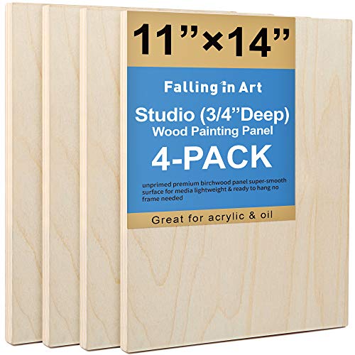 COOZEE unvollendete Birkenholz -Leinwand Paneele Kit, 4 Packung mit 28 x 35,6 cm Studio 1,9 cm tiefe Cradle -Boards zum Gießen von Kunst, Kunsthandwerk, Malerei und mehr COOZEE unvollendete Birkenholz -Leinwand Paneele Kit, 4 Packung mit 28 x 35,6 cm Studio 1,9 cm tiefe Cradle -Boards zum Gießen von Kunst, Kunsthandwerk, Malerei und mehr von COOZEE