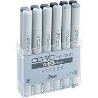 COPIC® Sketch Cool Grey Layoutmarker-Set farbsortiert 1,0 + 6,0 mm, 12 St. von COPIC®