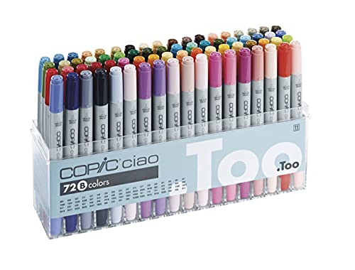 COPIC 22075161 Ciao Marker Set B mit 72 Farben im praktischen Acryl-Display zur Aufbewahrung und einfachen Entnahme, sortiert, variabel von Copic