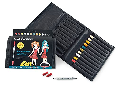 COPIC Ciao Marker 12er Manga Set "Schuluniformen" im Wallet, Allround-Layoutmarker mit einer mittelbreiten und einer Brush-Spitze von Copic
