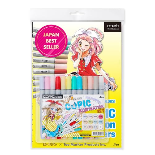 COPIC Ciao Marker 12er Set mit Guide, Allround Layoutmarker, im praktischen Acryl-Display zur Aufbewahrung und einfachen Entnahme von Copic