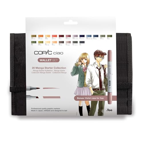 COPIC Ciao Marker 20er Manga Set "Liebe" im Wallet, Allround-Layoutmarker mit einer mittelbreiten und einer Brush-Spitze von Copic