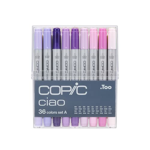 COPIC Ciao Marker Set A mit 36 Farben, Allround Layoutmarker, im praktischen Acryl-Display zur Aufbewahrung und einfachen Entnahme von Copic