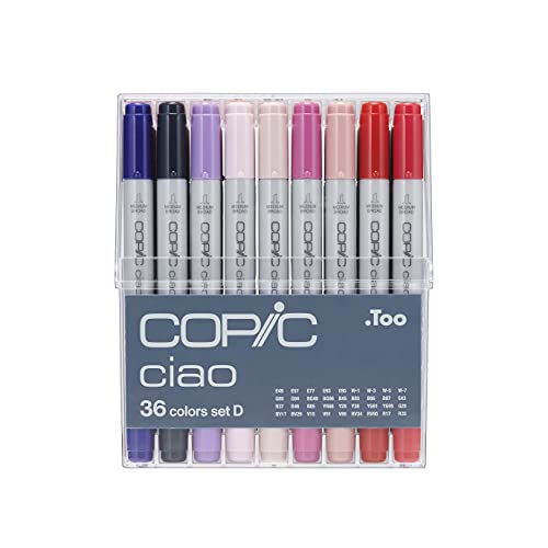 COPIC Ciao Marker Set D mit 36 Farben, Allround Layoutmarker, im praktischen Acryl-Display zur Aufbewahrung und einfachen Entnahme von Copic
