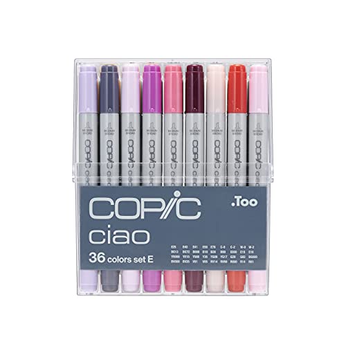 COPIC Ciao Marker Set E mit 36 Farben, Allround Layoutmarker, im praktischen Acryl-Display zur Aufbewahrung und einfachen Entnahme von Copic