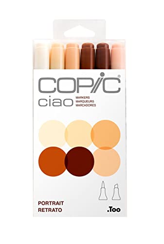 COPIC Ciao Marker Set "Portrait" mit 6 Farben, Allround Layoutmarker, im praktischen Acryl-Display zur Aufbewahrung und einfachen Entnahme von Copic
