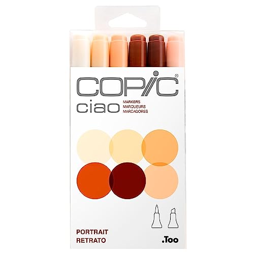 COPIC Ciao Marker Set "Portrait" mit 6 Farben, Allround Layoutmarker, im praktischen Acryl-Display zur Aufbewahrung und einfachen Entnahme von Copic