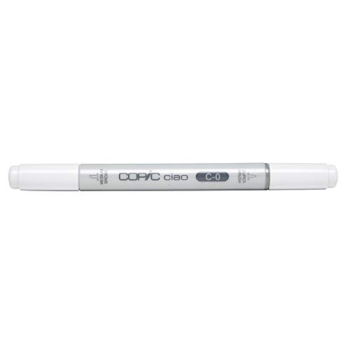 COPIC Ciao Marker Typ C - 0, cool gray No. 0, vielseitiger Layoutmarker, mit einer mittelbreiten und einer Brush-Spitze von Copic