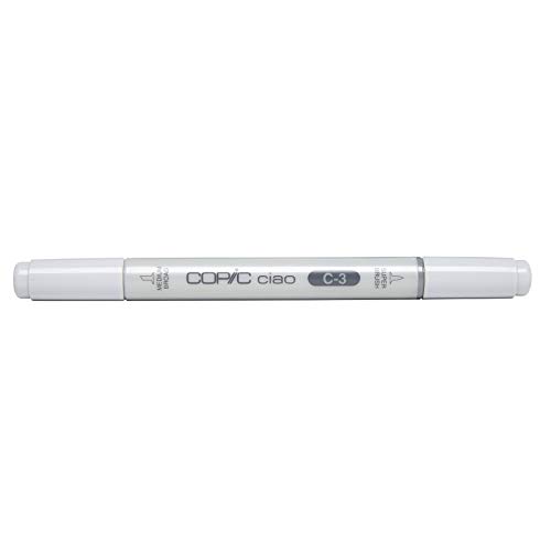 COPIC Ciao Marker Typ C - 3, cool gray No. 3, vielseitiger Layoutmarker, mit einer mittelbreiten und einer Brush-Spitze von Copic
