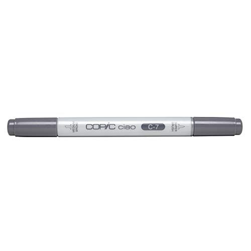 COPIC Ciao Marker Typ C - 7, cool gray No. 7, vielseitiger Layoutmarker, mit einer mittelbreiten und einer Brush-Spitze von Copic
