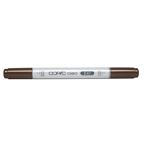 COPIC Ciao Marker Typ E - 47, Dark Brown, vielseitiger Layoutmarker, mit einer mittelbreiten und einer Brush-Spitze von Copic