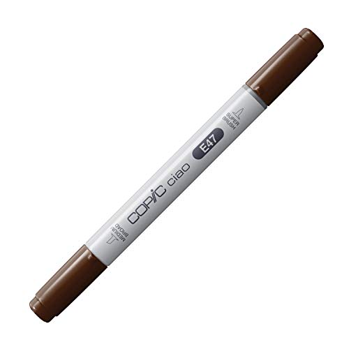 COPIC Ciao Marker Typ E - 47, Dark Brown, vielseitiger Layoutmarker, mit einer mittelbreiten und einer Brush-Spitze von Copic