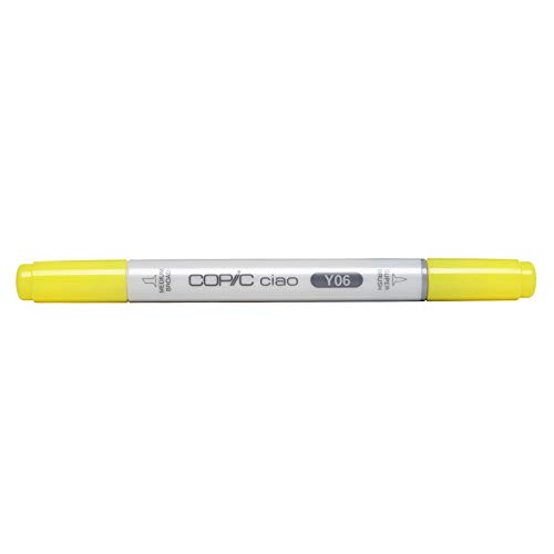 COPIC Ciao Marker Typ Y - 06, Yellow, vielseitiger Layoutmarker, alkoholbasiert, mit einer mittelbreiten und einer Brush-Spitze von Copic