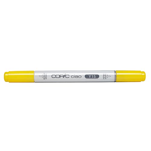 COPIC Ciao Marker Typ Y - 15, Cadmium Yellow, vielseitiger Layoutmarker, mit einer mittelbreiten und einer Brush-Spitze von Copic