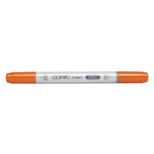 COPIC Ciao Marker Typ YR - 07, Cadmium Orange, vielseitiger Layoutmarker, alkoholbasiert, mit einer mittelbreiten und einer Brush-Spitze von Copic