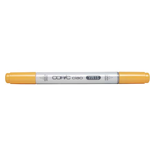 COPIC Ciao Marker Typ YR - 15, Pumpkin Yellow, vielseitiger Layoutmarker, mit einer mittelbreiten und einer Brush-Spitze von Copic