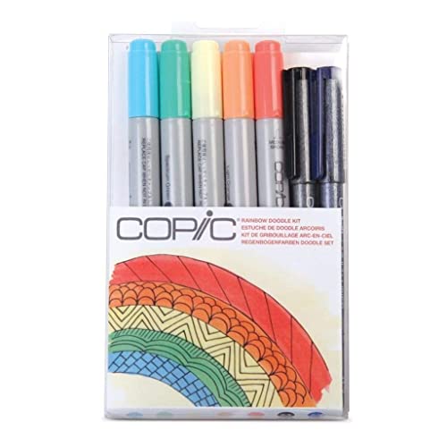 COPIC Marker ciao, 7er Set ´Doodle Kit Rainbow´, Sie erhalten 1 Packung, Packungsinhalt: 7 er Set von Copic