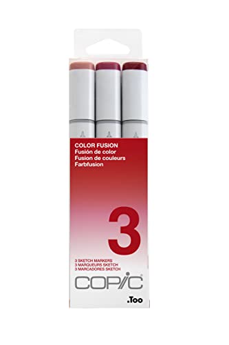 COPIC Sketch Marker Set "Color Fusion 3", 3 Farben, professionellee Pinsel-Marker mit einer flexiblen und einer mittelbreiten Spitze von Copic