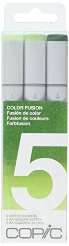 COPIC Sketch Marker Set "Color Fusion 5", 3 Farben, professionellee Pinsel-Marker mit einer flexiblen und einer mittelbreiten Spitze von Copic