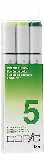 COPIC Sketch Marker Set "Color Fusion 5", 3 Farben, professionellee Pinsel-Marker mit einer flexiblen und einer mittelbreiten Spitze von Copic