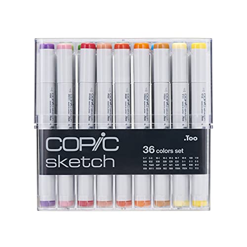 COPIC Sketch Set "36 Colors", 36er Set im Acryl-Display, Twin Marker mit einer mittelbreiten und einer Brush-Spitze COPIC Sketch Set "36 Colors", 36er Set im Acryl-Display, Twin Marker mit einer mittelbreiten und einer Brush-Spitze von Copic