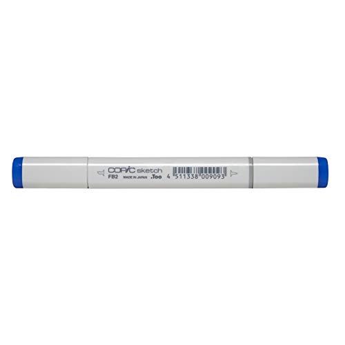 COPIC Sketch Marker Typ FB - 2, Fluorescent Dull Blue, professioneller Pinselmarker, mit einer Super-Brush-Spitze und einer Medium-Broad-Spitze von Copic
