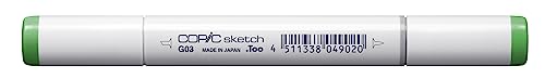 COPIC Sketch Marker Typ G - 03, Meadow Green, professioneller Pinselmarker, mit einer Super-Brush-Spitze und einer Medium-Broad-Spitze von Copic