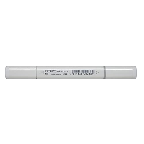 COPIC Sketch Marker Typ N - 1, neutral gray No. 1, professioneller Pinselmarker, mit einer Super-Brush-Spitze und einer Medium-Broad-Spitze von Copic