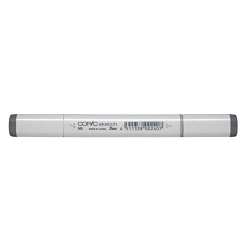 COPIC Sketch Marker Typ N - 5, neutral gray No. 5, professioneller Pinselmarker, mit einer Super-Brush-Spitze und einer Medium-Broad-Spitze von Copic