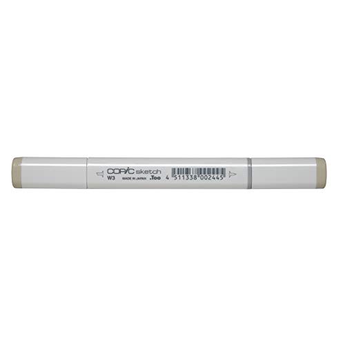 COPIC Sketch Marker Typ W - 3, warm gray No. 3, professioneller Pinselmarker, mit einer Super-Brush-Spitze und einer Medium-Broad-Spitze von Copic