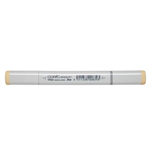 COPIC Sketch Marker Typ YR - 20, Yellowish Shade, professioneller Pinselmarker, mit einer Super-Brush-Spitze und einer Medium-Broad-Spitze von Copic