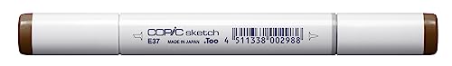 COPIC Sketch Marker Typ E - 37, Sepia, professioneller Pinselmarker, mit einer Super-Brush-Spitze und einer Medium-Broad-Spitze von Copic