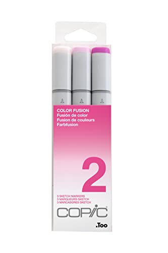 COPIC Sketch Marker Set "Color Fusion 2", 3 Farben, professionellee Pinsel-Marker mit einer flexiblen und einer mittelbreiten Spitze von Copic
