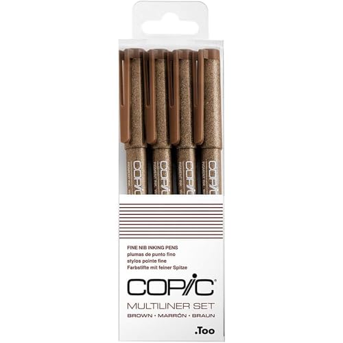 COPIC Multiliner Set, Brown, 4 Fineliner in verschiedenen Strichstärken, Zeichen Stifte mit einer feinen Spitze und wasserbeständiger Pigmenttinte COPIC Multiliner Set, Brown, 4 Fineliner in verschiedenen Strichstärken, Zeichen Stifte mit einer feinen Spitze und wasserbeständiger Pigmenttinte von Copic