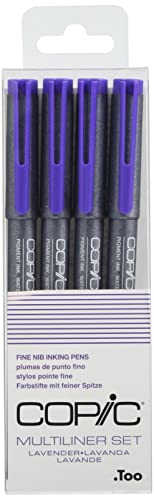 Multiliner Set Lavender, 4 Stifte in 4 verschiedenen Strichstärken, Zeichen-Stifte mit wasserbeständiger Pigmenttinte, für Skizzen, Illustrationen und Outlines von Copic