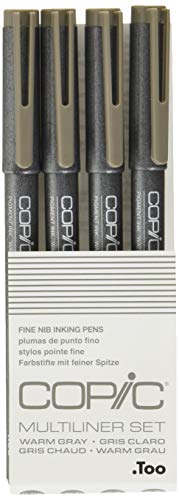 COPIC Multiliner Set, Warm Gray, 4 Fineliner in verschiedenen Strichstärken, Zeichen Stifte mit einer feinen Spitze und wasserbeständiger Pigmenttinte COPIC Multiliner Set, Warm Gray, 4 Fineliner in verschiedenen Strichstärken, Zeichen Stifte mit einer feinen Spitze und wasserbeständiger Pigmenttinte von Copic