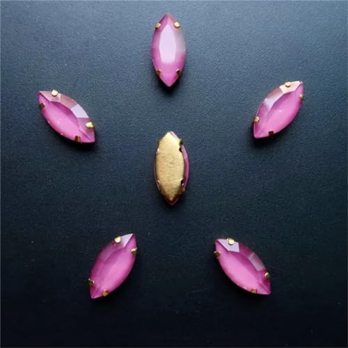 COQALINEX Kristalle nähen, 20 Stücke Pferdeaugenform Kristallapplikation Gold Krallenfassungen Jelly Candy AB Farben Aufnäher Strass(7x15mm 20pcs A15 Lt Amethyst) von COQALINEX
