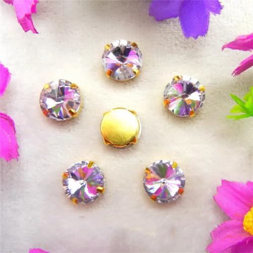 COQALINEX Kristalle nähen, Gold Claw Glas Kristall 7 Größen Farben Mix Rivoli Runde Form Nähen Auf Strass Perlen DIY Applikation(10mm 20pcs A22 Violet) von COQALINEX