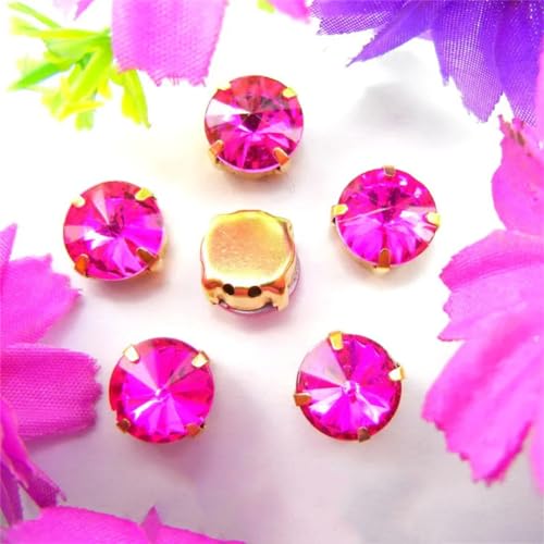 COQALINEX Kristalle nähen, Gold Claw Glas Kristall 7 Größen Farben Mix Rivoli Runde Form Nähen Auf Strass Perlen DIY Applikation(14mm 20pcs A21 Rose) von COQALINEX