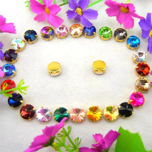 COQALINEX Kristalle nähen, Gold Claw Glas Kristall 7 Größen Farben Mix Rivoli Runde Form Nähen Auf Strass Perlen DIY Applikation(18mm 10pcs A25 Dark red) von COQALINEX