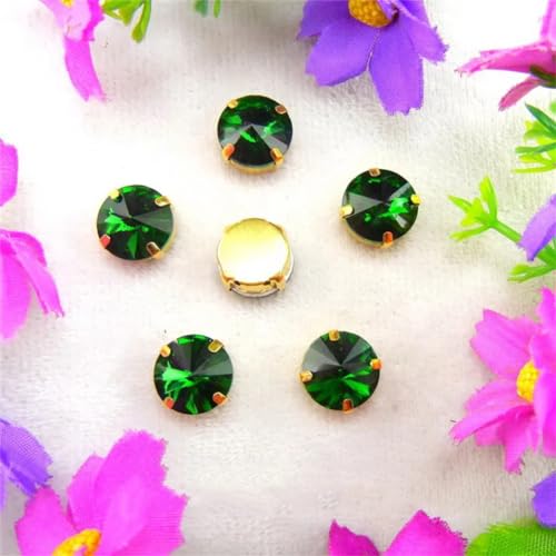 COQALINEX Kristalle nähen, Gold Claw Glas Kristall 7 Größen Farben Mix Rivoli Runde Form Nähen Auf Strass Perlen DIY Applikation(18mm 10pcs A4 Olivine) von COQALINEX