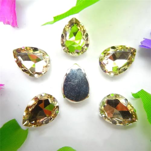 COQALINEX Kristalle nähen, Krallenfassung Bunte Kristalle Farben Gemischte Wassertropfen Aufnäher Strass Hochzeitskleid DIY Perlen(6x8mm 50pcs A12 Lt Topaz) von COQALINEX
