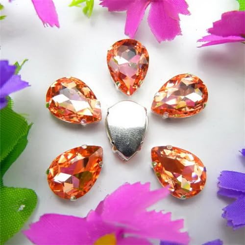 COQALINEX Kristalle nähen, Krallenfassung Bunte Kristalle Farben Gemischte Wassertropfen Aufnäher Strass Hochzeitskleid DIY Perlen(6x8mm 50pcs A21 Lt Peach) von COQALINEX