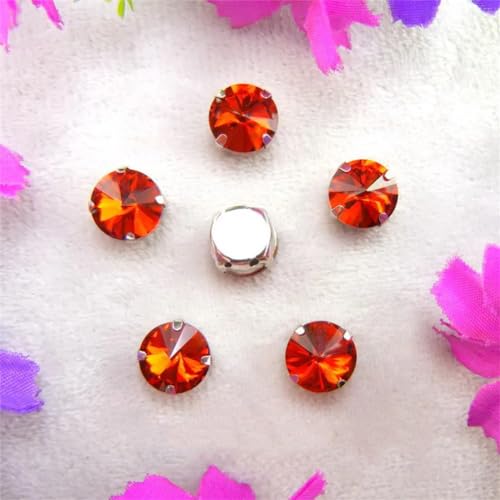 COQALINEX Kristalle nähen, Silber Kralle Glas Kristall Farben Mix Rivoli Runde Form Nähen Auf Strass Perlen DIY Applikation(10mm 20pcs A3 Tea Color) von COQALINEX